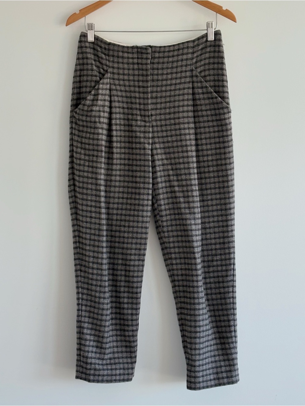Wilfred Gray Plaid Straight-Leg Trousers